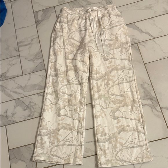 As Revival Pants - AS Revival Women's Cream Camo Patterned Sweat Pants